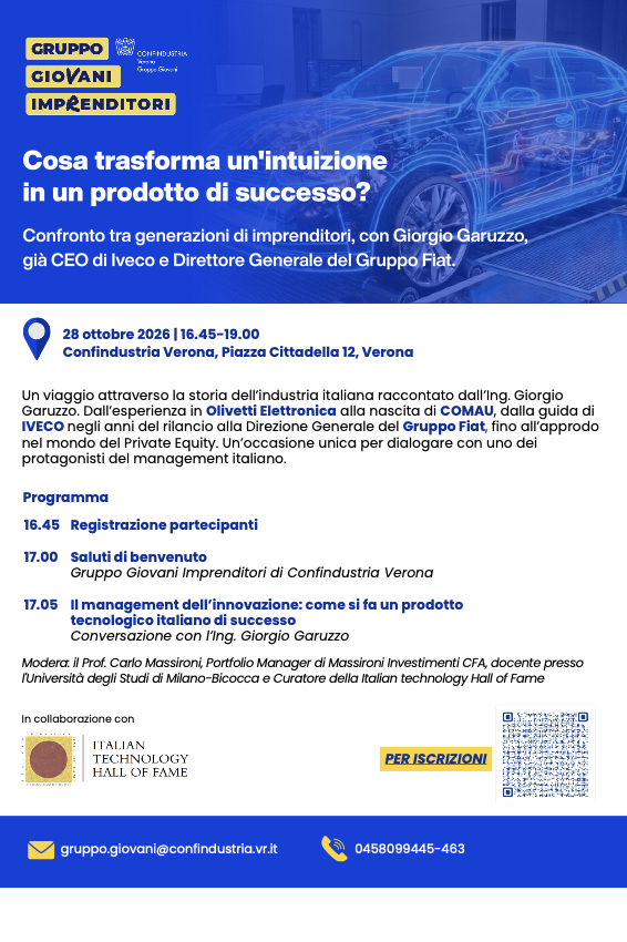 Cosa trasforma un'intuizione in un prodotto di successo. Confindustria Verona Gruppo Giovani