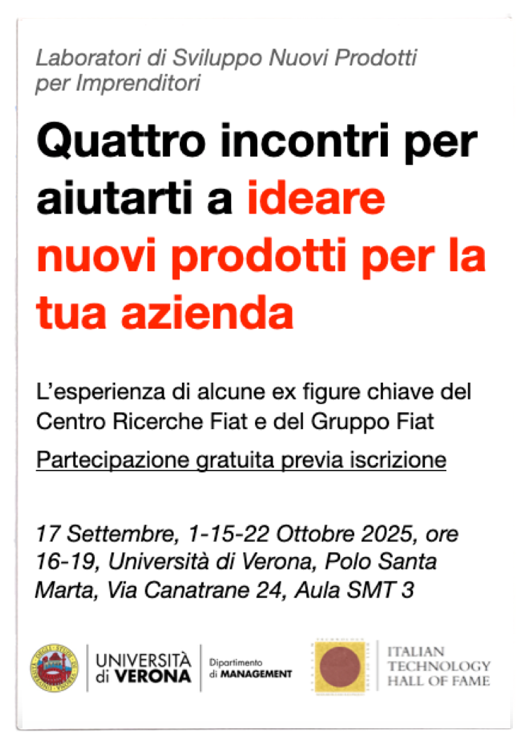 A Verona: Quattro incontri per aiutarti a ideare nuovi prodotti per la tua azienda